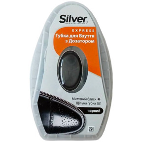 Губка-блеск для обуви Silver с дозатором силикона, черная, 6 мл